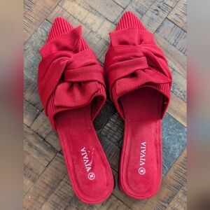 VIVAIA Red Knotted Slip-On Flats